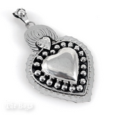 Plain & Oxidized Heart Pendant Mexican Sterling Silver
